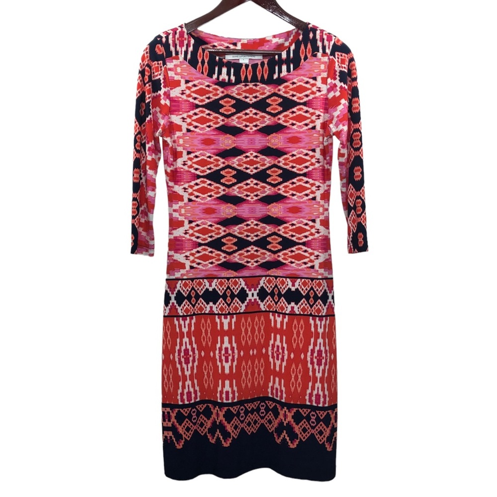 Diane Von Furstenberg Abstract Tribal Print Sheath Dress